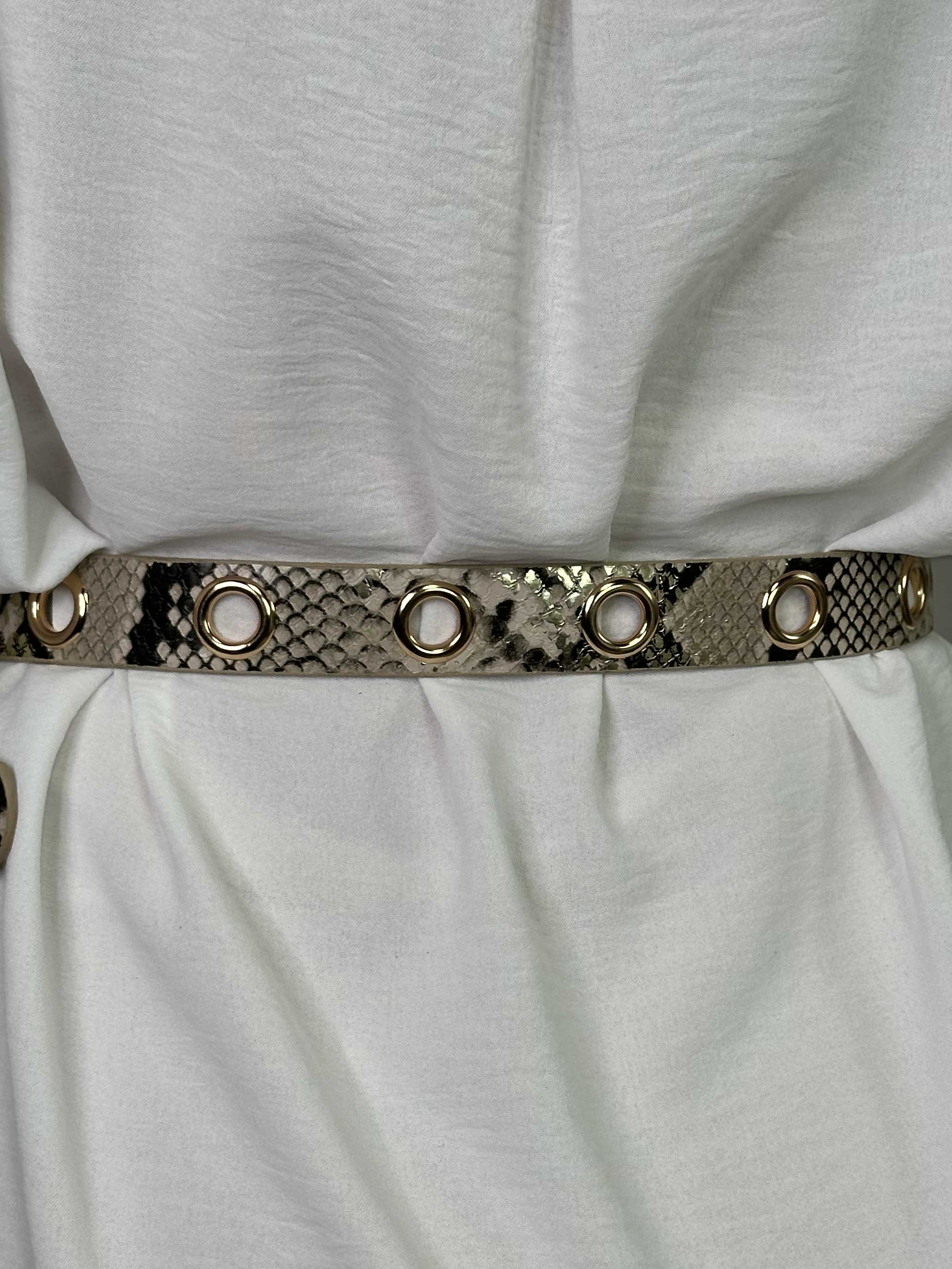 Kourtney - Bælte i dyreprint detaljeret med metalringe